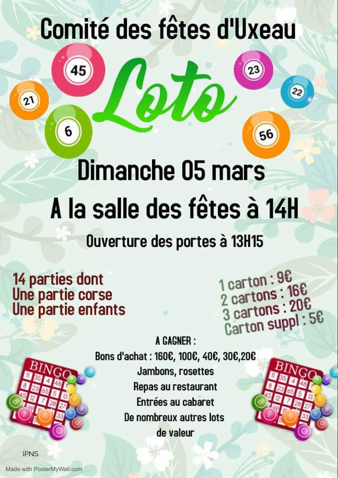 Affiche loto avec numéros de couleur . Fond fleuri clair